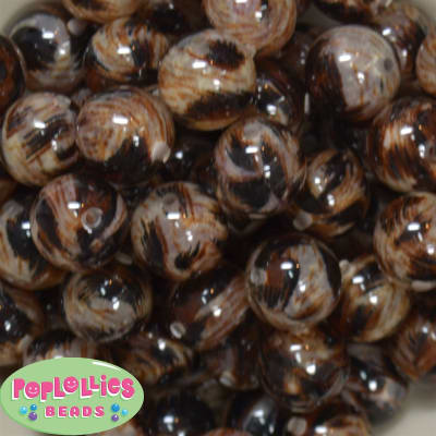 20mm Tiger Print Bubblegum Beads
