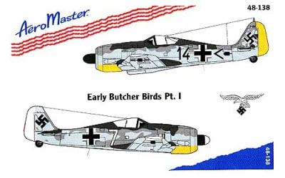 AeroMaster #48-138 1/48 Early Butcher Birds Pt. I Focke Wulf Fw 190A Decal Sheet