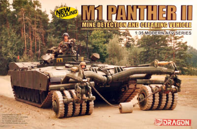 Box art consists of actual photo of an M1 Panther II mine detection and clearing vehicle used by the U.S. Army.