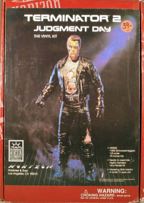 Photo of vinyl scale model figure of Arnold Schwarzenegger as T-800 Terminator from Judgement Day.
