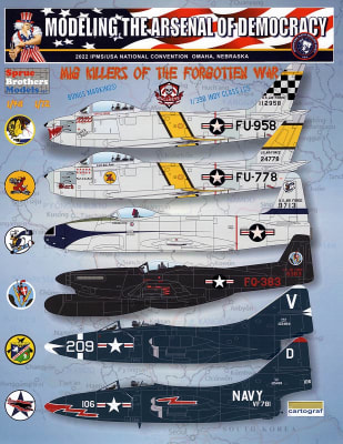 Photo of the Decals for 2022 NATS IPMS USA Convention to model aircraft in service during the Korean War.