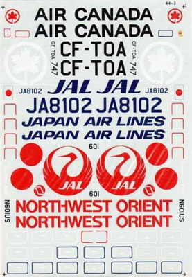 Microscale #44-3 1/144 Boeing 747 - Air Canada / JAL