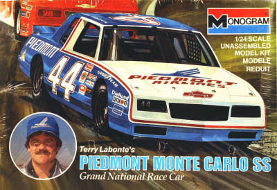 Photo of Monogram scale model race car of Terry Labonte's Grand National Race Car, #44 Piedmont Monte Carlo SS.