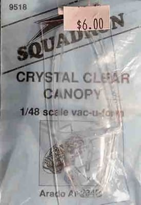 Squadron #9518 1/48 Arado Ar 234B Crystal Clear Canopy Set