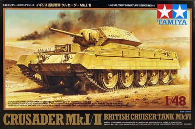 Box art of Tamiya 1/48 British tank, Crusader Mk.I/II