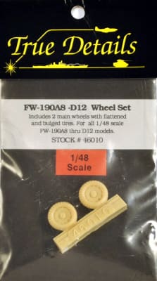 Photo of package of True Details resin scale model wheels for Fw 190A8 - D12 plastic model kits.