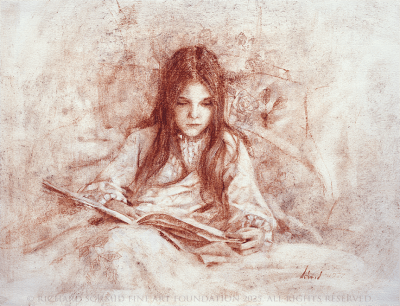 Gretchen Reading Lithograph By Richard Schmid