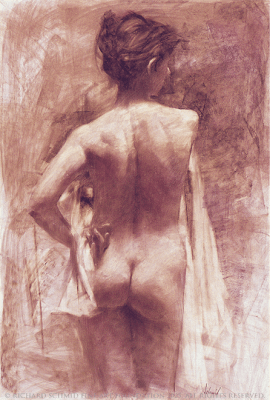 Standing Nude Lithograph By Richard Schmid