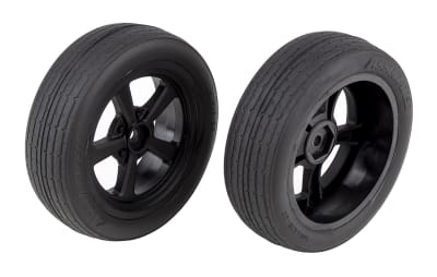 Associated DR10 Front Wheels and Drag Tires, Mounted (2)