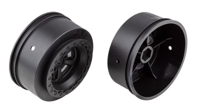Associated DR10 Drag Rear Wheels, 2.2" / 3.0", Black (2)