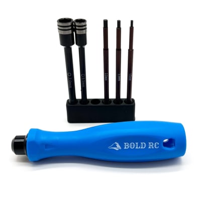 Bold RC 1/10 Scale Tool Set, 1/4" Quick Drive Hex & Nut Driver (5-Piece) w/Handle