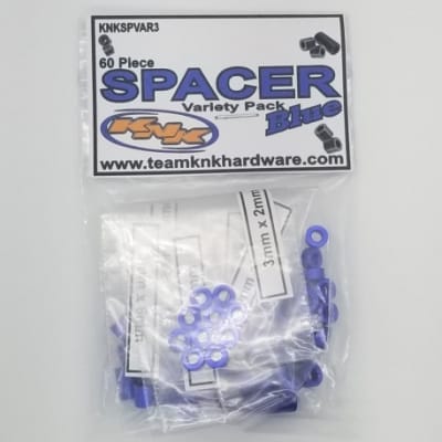 Team KNK (60) Piece 3mm Aluminum Spacer Variety Pack - Blue