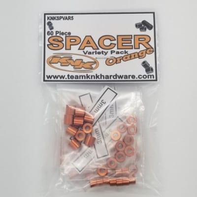 Team KNK (60) Piece 3mm Aluminum Spacer Variety Pack - Orange