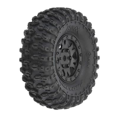 Pro-Line Hyrax 1.0" Tires Mounted on Black Impulse Beadlock Wheels (4)