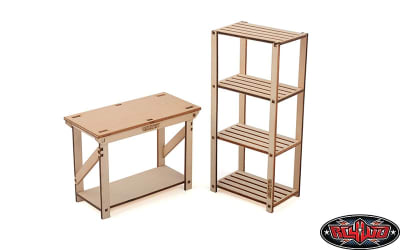 RC4WD 1/10 Scale Wood Garage Shelves and Work Bench Set