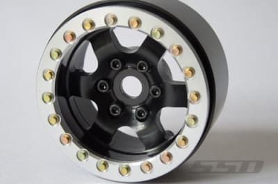 SSD RC Single 1.9" Rock Racer Beadlock Wheel (Black / Silver) (1)