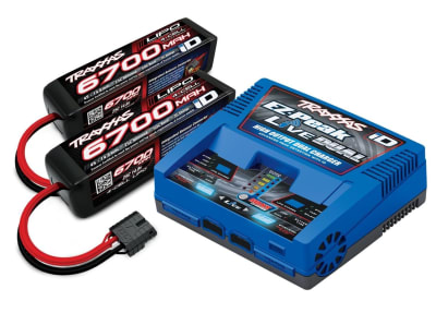 Traxxas 4S Completer Pack with (2) 4S 14.8V 6700mAh LiPo Batteries and (1) EZ-Peak Dual Charger