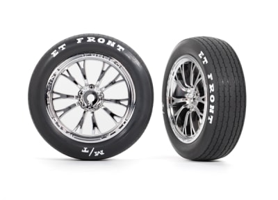 Traxxas Drag Slash Front Wheels & Tires, Chrome (2)