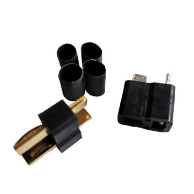 W.S. Deans HW High Temp - Ultra Plug Set, 12-16 AWG, Black, (1) Male, (1) Female