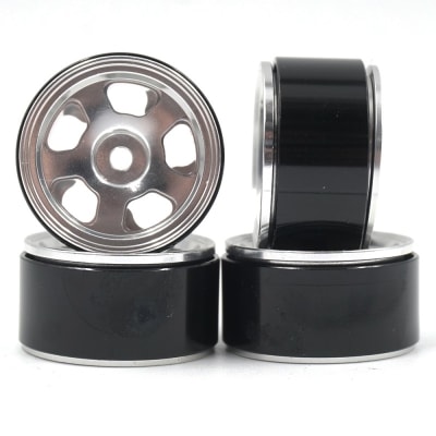 Yeah Racing Aluminum CNC 5 Spoke Beadlock Wheels for Axial SCX24 (4) - Silver