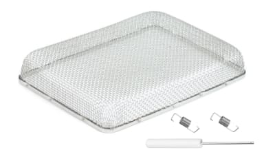 The JR Products 06-30215 is a heavy-duty, stainless steel mesh bug screen designed to keep nesting birds, rodents, and insects out of specific Suburban RV water heater vents.