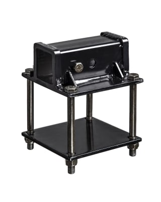 The Stromberg Carlson Model BA-100 RV Bumper 2" Hitch Receiver Adapter is a heavy-duty steel accessory designed to fit 4-inch (and 4.5-inch) square RV bumpers, providing a 2-inch receiver opening for various mounted accessories.