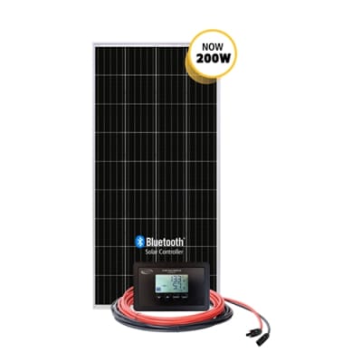 The Go Power Overlander 200 Watt Solar Panel Kit with Charge Controller is a 12-volt, 200-watt monocrystalline solar charging solution designed for RVs and off-grid applications.