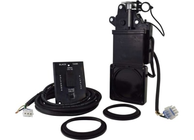 The Valterra E1003NEVP is an electric waste valve system designed for RV black and gray water tanks, allowing for convenient, hands-free operation with a simple switch. It features a high-torque, water-resistant motor and a 3-inch valve size.