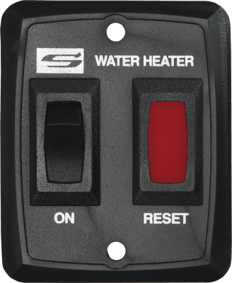The Suburban 234229 Wall Switch With Light Assembly is a black, wall-mounted on/off ignition switch for Suburban brand RV water heaters.