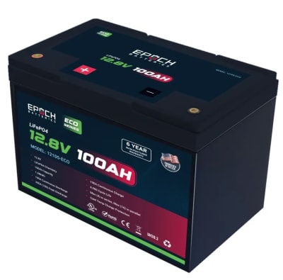 EPOCH  Lithium Iron Phosphate LiFePO4 100 Amp Battery, 12100-ECO