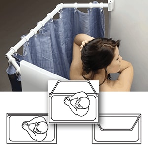 The Stromberg Carlson EXT-3542 Extend-A-Shower is a pivoting shower curtain rod designed primarily for RVs and campers. It is a permanent, wall-mounted fixture that fits openings between 35 and 42 inches wide.