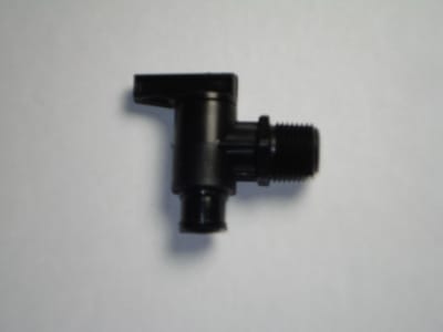 The Petersen 18-964 black is a 3/8-inch male pipe thread fresh water tank drain valve used primarily for RVs and campers. It is designed to be installed in the fresh water holding tank of an RV to facilitate draining.