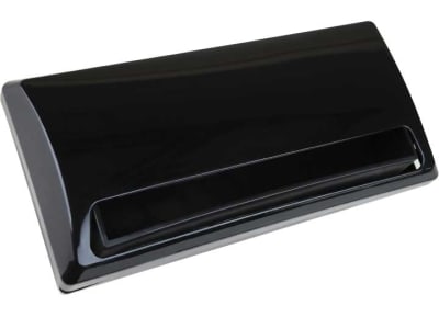 The Heng's J116BK-CN is a black range hood exhaust cover assembly designed for recreational vehicles (RVs) and campers. It features a lockable damper to keep out rain, dust, and insects.