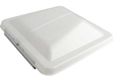 The Heng's 90110A-CR is an "Easy Change" white replacement lid for RV roof vents, designed for universal fit with most standard 14" x 14" Heng's, Elixir (1994-current), and Ventline (1994-2016) vents.