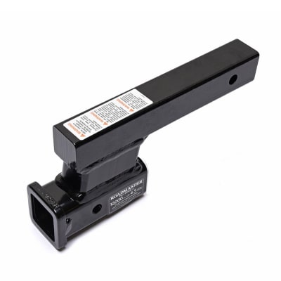 The Roadmaster 048-4 Hi-Low Hitch is a hitch receiver adapter designed to level the height of a towing system for RVs and other vehicles. The heavy-duty, solid-steel shank offers a 4-inch drop or rise and a 10,000-pound gross towing capacity.