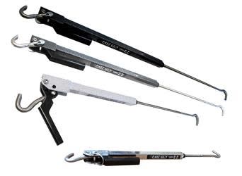 The Torklift Original FastGun turnbuckles (S9526) are long-range, stainless steel turnbuckles with a polished finish for securing a truck bed camper to a truck. They are known for their quick-disconnect, tool-free operation and spring-loaded design.