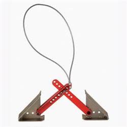 The Fastway OneStep Wheel Chock (84-00-4000) is a single, adjustable chock designed to stabilize tandem-axle trailers and RVs. Its "one-step" function uses a scissor-style mechanism that expands between the two tires of a tandem axle.