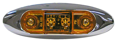 The Peterson V168XA is an amber, oblong (oval), 2-diode LED light designed to function as both a clearance and side marker light for a variety of vehicles including RVs, trucks, and trailers.