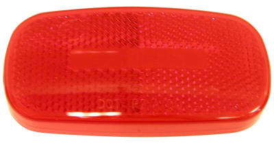 The V2549-15R is a red replacement lens for a clearance, side marker, and parking light, commonly used on RVs and trailers. The lens is manufactured by Peterson Manufacturing.