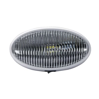LED OVAL PORCH LIGHT WHITE BASE CLEAR LENS SWITCH 12V, 20679