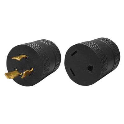 The generator adapter with part number 16-00516 is the Voltec 30 Amp Park Generator Adapter. It features a male NEMA L5-30P (30A, 125V twist-lock) plug and a female NEMA TT-30R (30A, 125V RV standard) receptacle.