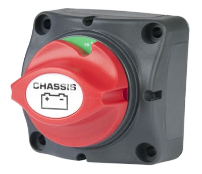 The ParkPower 701CHRV Contour Battery Master Switch is a manual, knob-style, on/off disconnect switch for a chassis battery. It is often used on RVs, boats, and other vehicles to prevent battery drain during storage and for safety.