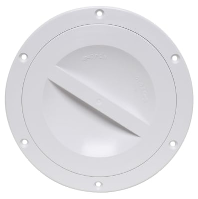 The Valterra A10-2171VP 5" Access Hatch is a round, white, waterproof access panel primarily designed for RVs, boats, and trailers to provide access to plumbing, electrical, and cargo areas.
