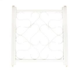 The Camco 43997 Screen Door Deluxe Grille, a white aluminum grille designed to protect RV screen doors and prevent children and pets from pushing through.