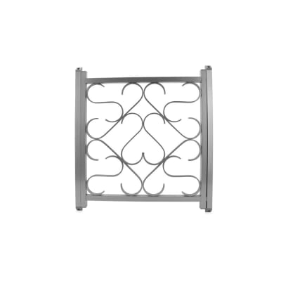 The Camco Deluxe Aluminum RV Screen Door Grille, model number 43991. It is designed to add a sturdy feel and protection to an RV screen door, preventing damage from pets or children.