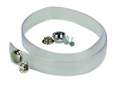 The JR Products 20615 Universal Door Security Strap is a durable plastic strap and holder kit designed to keep RV and cabinet doors open while traveling.