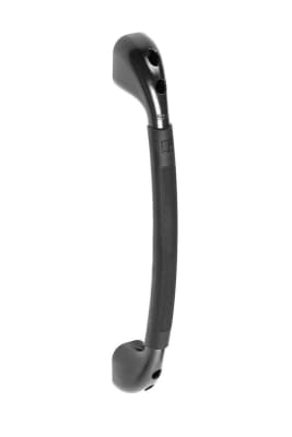 The Stromberg Carlson AH-150 Exterior Grab Bar is a black, plastic assist handle with soft-touch finger grips, primarily used for RVs and campers to provide a secure handhold when entering or exiting the vehicle.