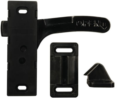 The JR Products 06-11865 Bi-Directional Screen Door Latch is a universal replacement part designed for RV screen doors.
