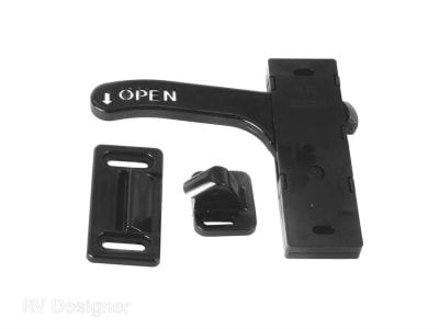 The RV Designer Collection E287 Left Hand Amerimax Entry Door Latch is designed as a direct replacement for damaged or broken Amerimax screen door latches.