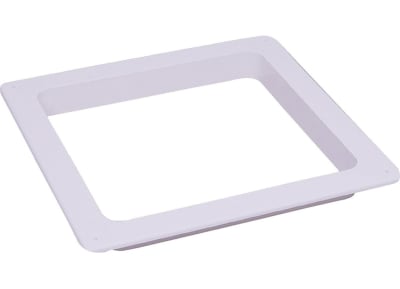 The Heng's Industries 90090B Roof Vent Trim Ring, a white garnish for standard RV, trailer, or camper 14 x 14 inch roof openings. It has a vertical leg depth of 1-1/8 inches.
